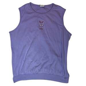 BonWorth Purple Butterfly Sleeveless Top Womens Plus Size